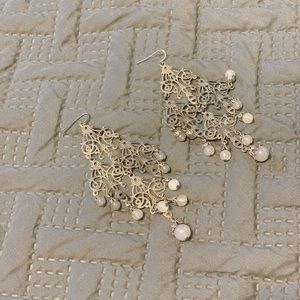 Large Silver Dangle Earrings